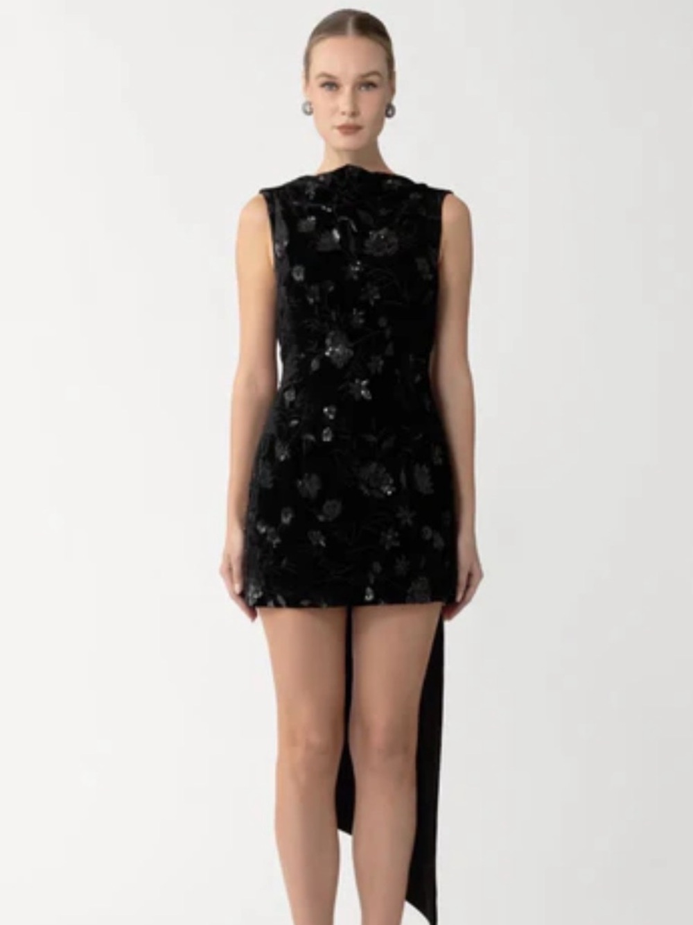 NWT Sau Lee Winter Velvet Mini Dress Black US 10